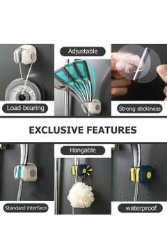 KASTWAVE Self Adhesive Shower Head Holder, Adjustable Bracket for Handheld, Waterproof Wand, Wall Mount Arm with Hook Bathroom, Removable (4 Pcs)  - Image 3