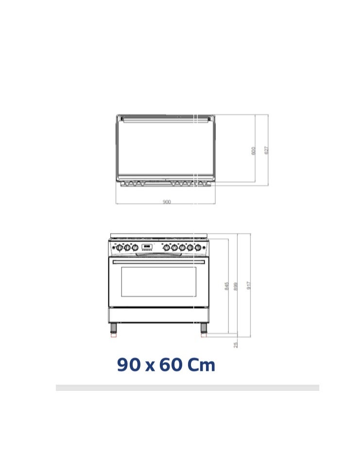 Starway Starway 90x60cm 4 Gaz & 2 Electrics Burners Ranger, Heavy Duty, Auto Burner, Total Safety, Easy to Clean Surface, Oven Grill & fan with 2 Trays & Stand & Skewer  - Image 3