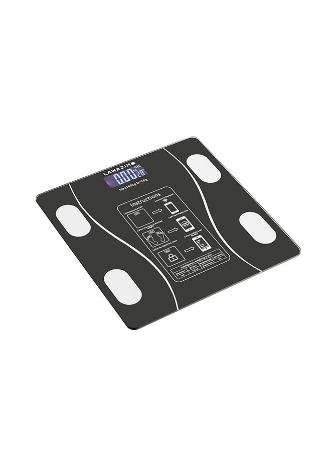 لوازم ميزان جسم بلوتوث اسود - ميزان ذكي رقمي مع حساسات عالية الدقة وشاشة رقمية - سعة 180 كجم / 400 رطل - قياس الوزن، نسبة الدهون، مؤشر كتلة الجسم (BMI) ونسبة الماء - مناسب لمتابعة اللياقة والصحة في المنزل - Image 3