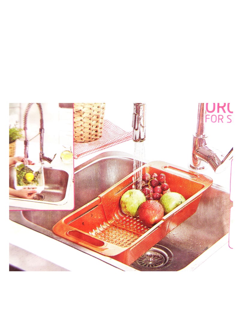 Organizers Collapsible Sink Washer Collapsible Kitchen Colander Sink Basket For Fruits And Vegetables Drain Rack, Strainer Tray, Shelf Storage, Holder Over The Sink, White, Or8119, Organizers Or8119 - Image 3
