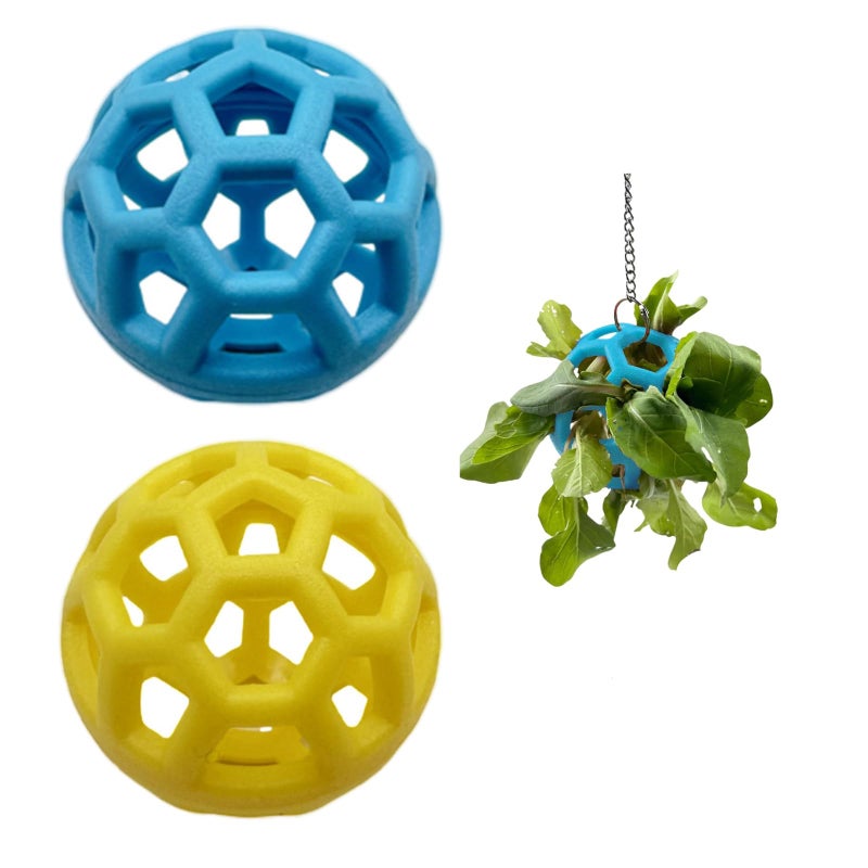 Fertrey 2 Pcs Tortoise Treat Ball, Hanging Hay Feeder for Small Animals, Turtle Foraging Toy with Fruit with Chain, Enrichment Feeding Ball for Pet Tortoise - Image 1