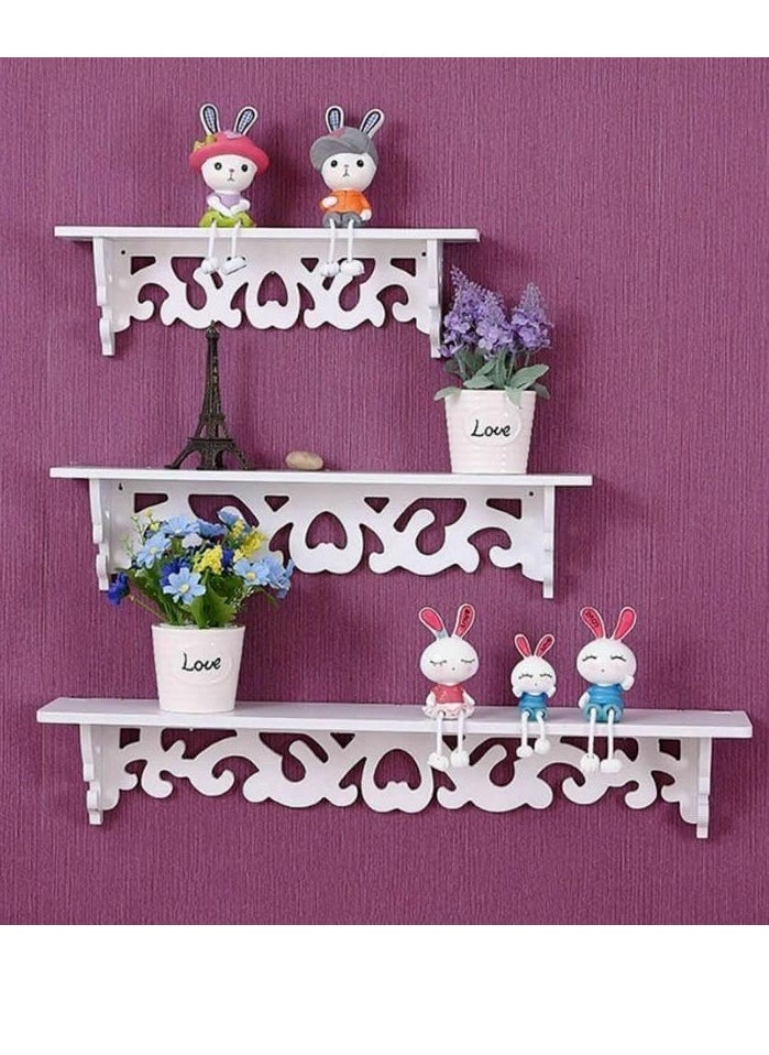 Generic Wooden Wall Shelf Wooden Floating Shelves Storage Shelf Wall Mounted Book Shelf Bookcase 3 Pieces Set  - Image 1