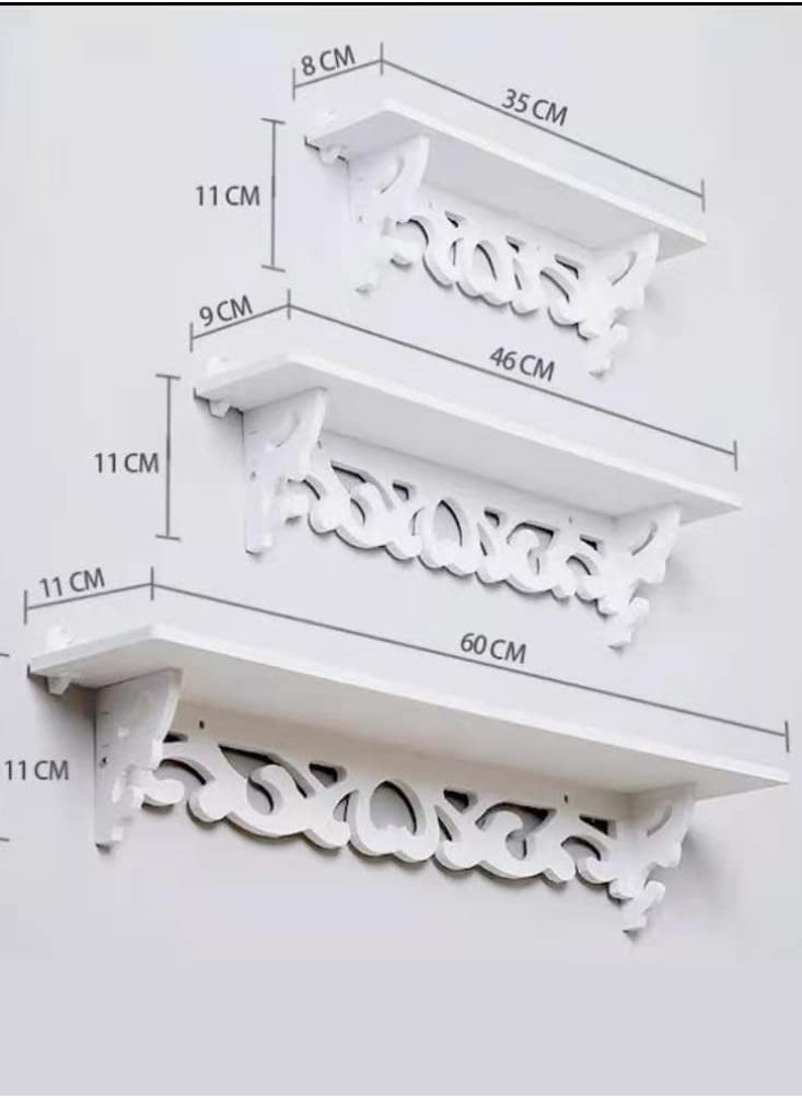 Generic Wooden Wall Shelf Wooden Floating Shelves Storage Shelf Wall Mounted Book Shelf Bookcase 3 Pieces Set  - Image 2