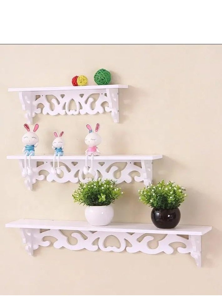 Generic Wooden Wall Shelf Wooden Floating Shelves Storage Shelf Wall Mounted Book Shelf Bookcase 3 Pieces Set  - Image 3