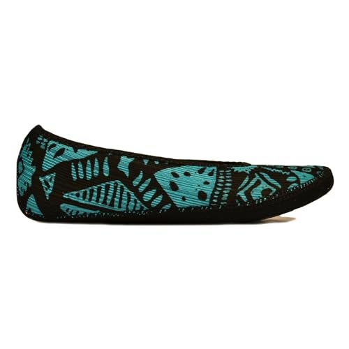 Nufoot Ballet Flats Fuzzies Women's Slippers, Foldable, Flexible Flat, Slipper Socks, Travel Slipper, Yoga Socks, House Shoes, Indoor Shoes, Blue Aztec, Small - Image 3