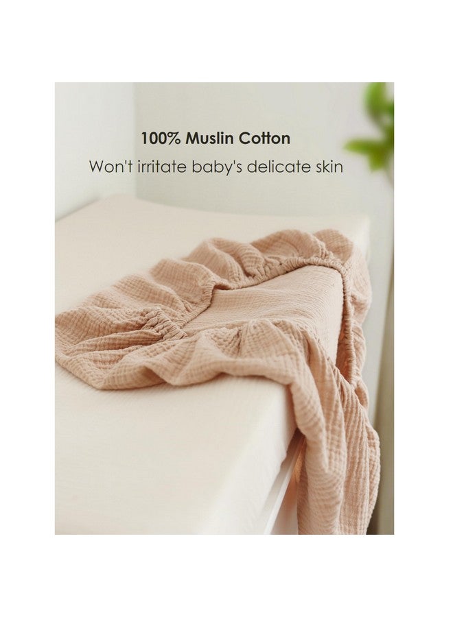 MairMore Changing Pad Cover for Neutral Baby Muslin Soft Cotton Diaper Changing Table Pad Cover Changing Pad Sheets for Girls and Boys - 2 Pack(Clay & Ivory) - Image 2
