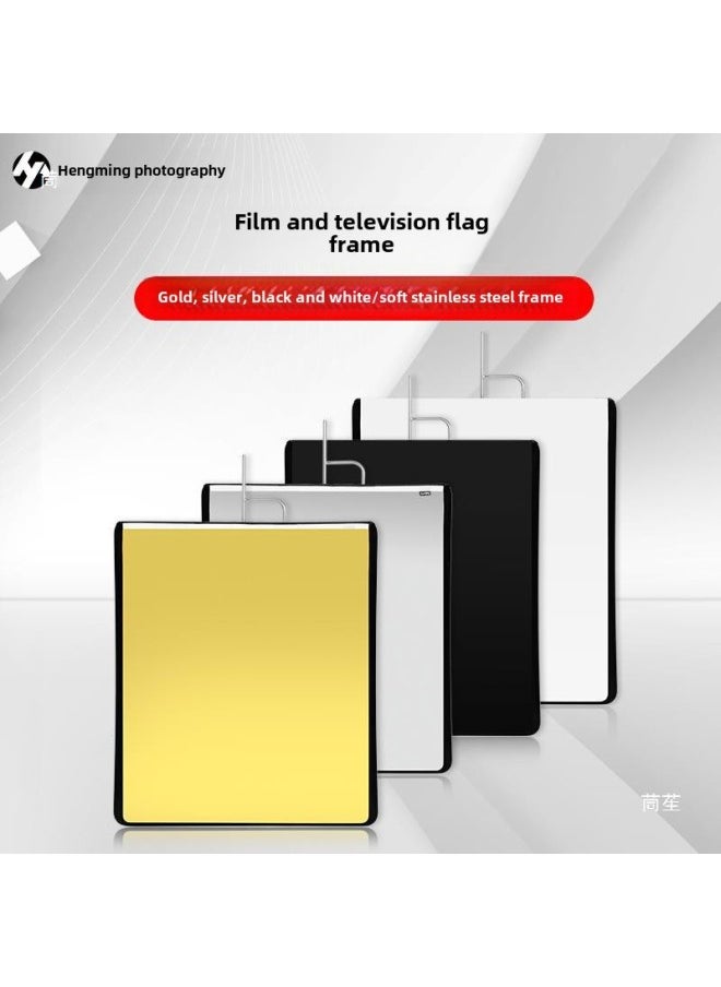 Generic Film And Television Studio Stainless Steel Flag Board Frame Small Soft Light Screen Butterfly Cloth Light Blocking Reflector Background Board Soft-Body Color:75*188cm Black Flag Board Cloth  - Image 3