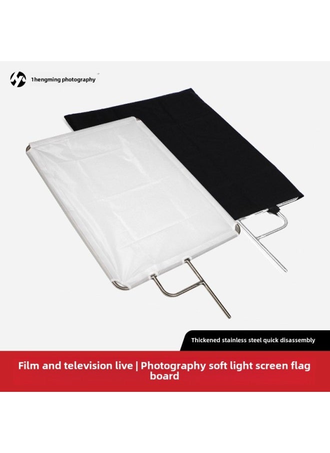 Generic Film And Television Studio Stainless Steel Flag Board Frame Small Soft Light Screen Butterfly Cloth Light Blocking Reflector Background Board Soft-Body Color:75*188cm Black Flag Board Cloth  - Image 2
