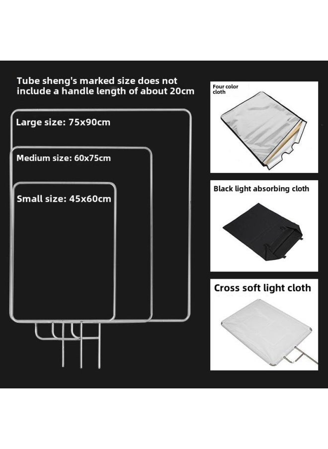 Generic Film And Television Studio Stainless Steel Flag Board Frame Small Soft Light Screen Butterfly Cloth Light Blocking Reflector Background Board Soft-Body Color:75*188cm Black Flag Board Cloth  - Image 4