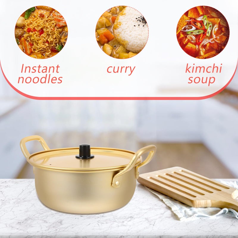 20cm Aluminum Ramen Pot Double Handle Quick Heating Saucepan With Lid For Kitchen And Camping - Image 4