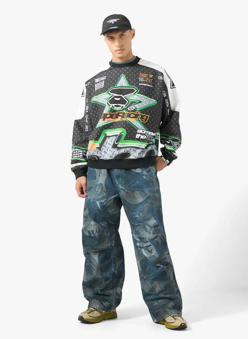 AAPE Moonface logo racing sweatshirt