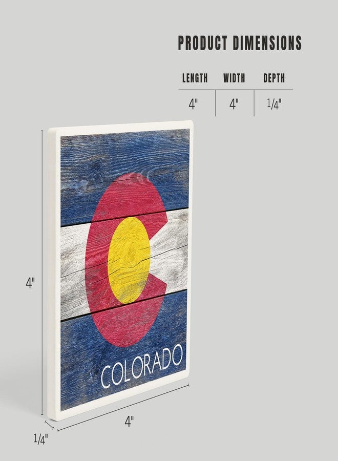 Lantern Press Colorado, Rustic State Flag (Absorbent Ceramic Coaster, Single, Cork Back, Kitchen Table Decor) - Image 5