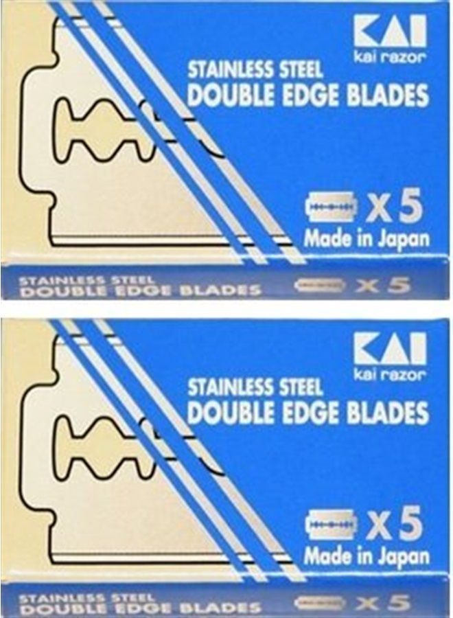 Kai Razors KAI Stainless Steel Double Edge Safety Razor Blades, 10 blades (5x2)
