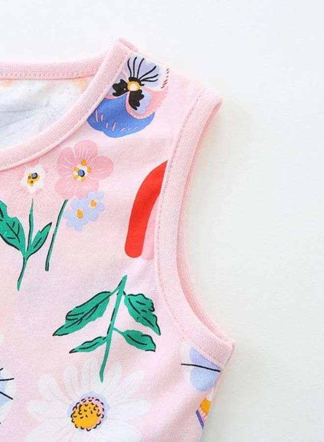 يونيكي Pink A-Line Crew Neck Printed Dress