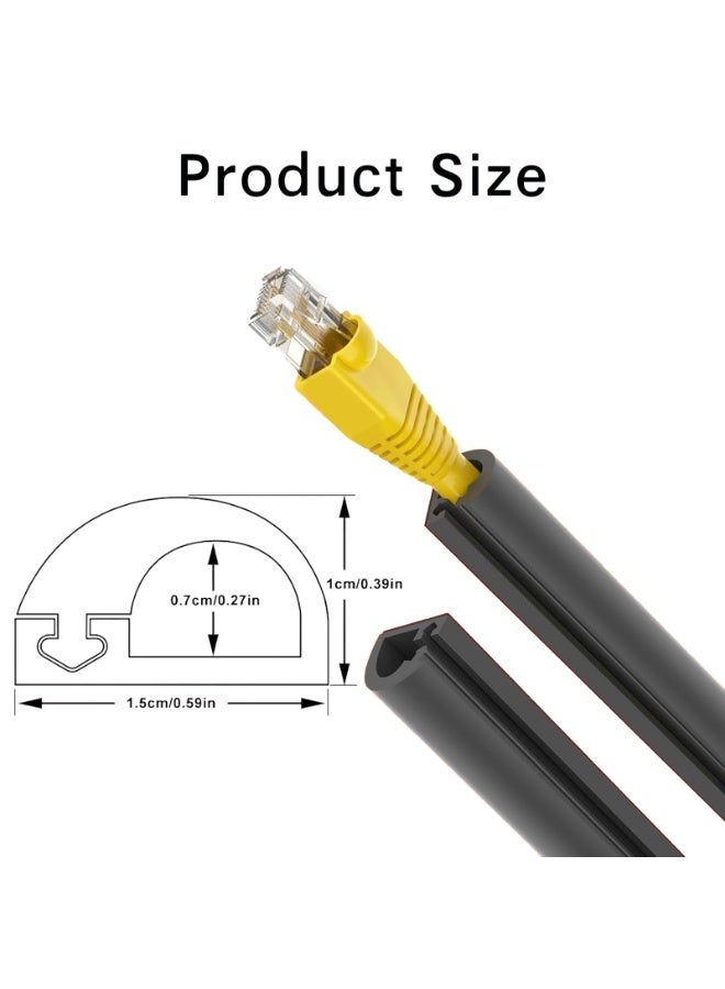 118in (3m) Wall Cord Hider – Floor Cable Cover Protector – Self Adhesive Cable Hider Cord Cover for Wires – Home and Office Electric – Black, 3m - Image 2