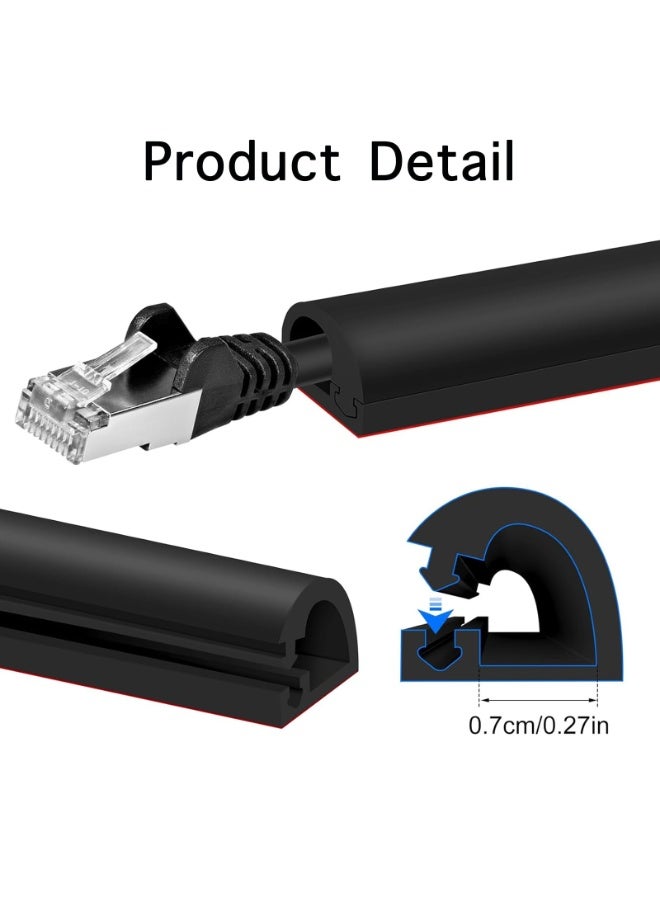 118in (3m) Wall Cord Hider – Floor Cable Cover Protector – Self Adhesive Cable Hider Cord Cover for Wires – Home and Office Electric – Black, 3m - Image 3