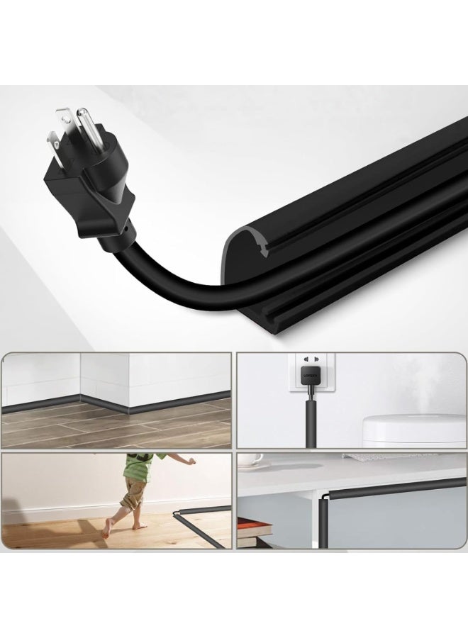 118in (3m) Wall Cord Hider – Floor Cable Cover Protector – Self Adhesive Cable Hider Cord Cover for Wires – Home and Office Electric – Black, 3m - Image 4