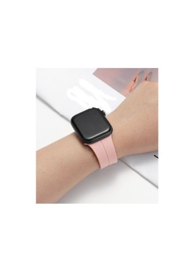 Generic - Comfortable Choice For For Apple Watch 49mm Ultra Series 8 D-Shape Magnetic Clasp Silicone Replacement Sport Wristband Band-pink - Image 1