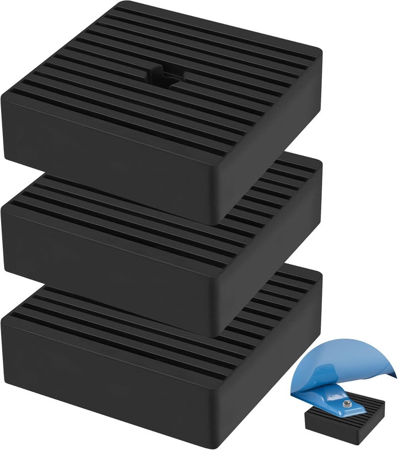 phepetroll 3 Pack Anti Vibration Pads for Washing Machine 4"x4"x1.2", Sound Isolation Vibrating Pad, 0.59" Pre-Drill Hole Ribbed Rubber Damping Mat for Air Compressors, Conditioner, Treadmill, HVAC Washer Dryer - Image 1