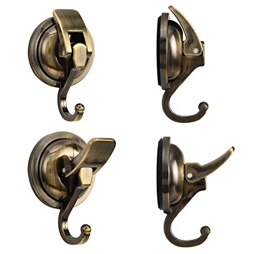 Khdrvok Wreath Cup Hook, Antique Brass- Plated Plished Super Suction Hanger for Glass Window, Kitchen， Bathroom and Restroom,2Pack, - Image 5