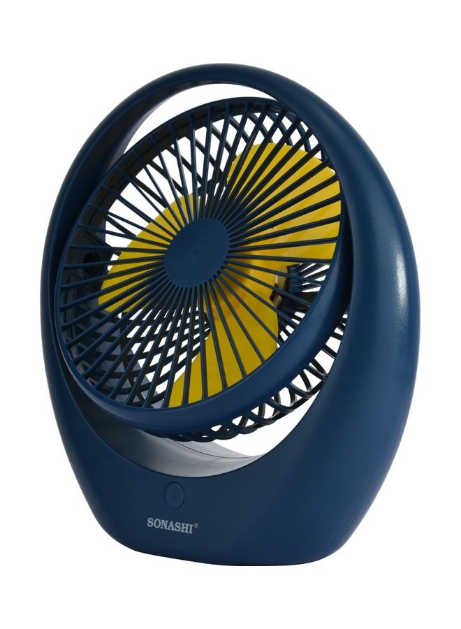 SONASHI 8 Inch Rechargeable Mini Fan With 3 Speeds High/Middle/Low | Continuous Working Of 2.5Hours | Usb Charging With Overcharge Protection | Powerful And Efficient Cooling SRF-106 Blue - Image 3