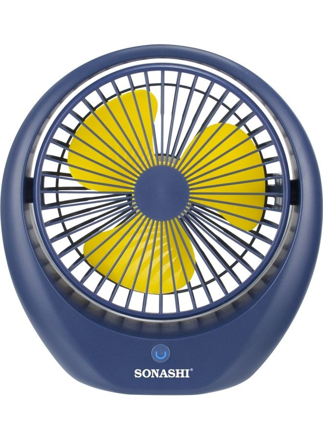 SONASHI 8 Inch Rechargeable Mini Fan With 3 Speeds High/Middle/Low | Continuous Working Of 2.5Hours | Usb Charging With Overcharge Protection | Powerful And Efficient Cooling SRF-106 Blue - Image 2