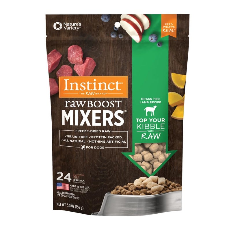 Instinct Raw Boost Mixers, Freeze Dried Dog Food Topper, Grain Free - Grass Fed Lamb, 5.5 oz. Bag - Image 1