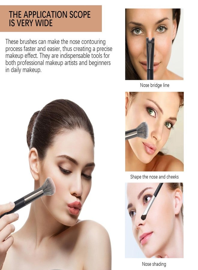 UPIQNG 2 Pcs Nose Contour Brushes, 2-in-1 U-shaped Fluffy brush Dual-End Angled Nose Brushes Set Practical Makeup Tools for Nose Sculpting and Definin (Black) - Image 5