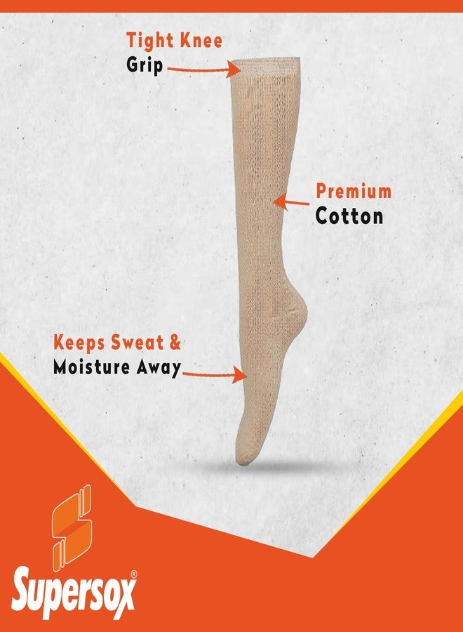 Supersox جوارب سوبرسوكس النسائية الطويلة المصنوعة من القطن الفاخر، جوارب طويلة تصل إلى الركبة تسمح بمرور الهواء، توفر أقصى درجات الراحة والأناقة، مثالية للاستخدام اليومي - عبوة من 3 قطع (مقاس واحد يناسب الجميع) - Image 3