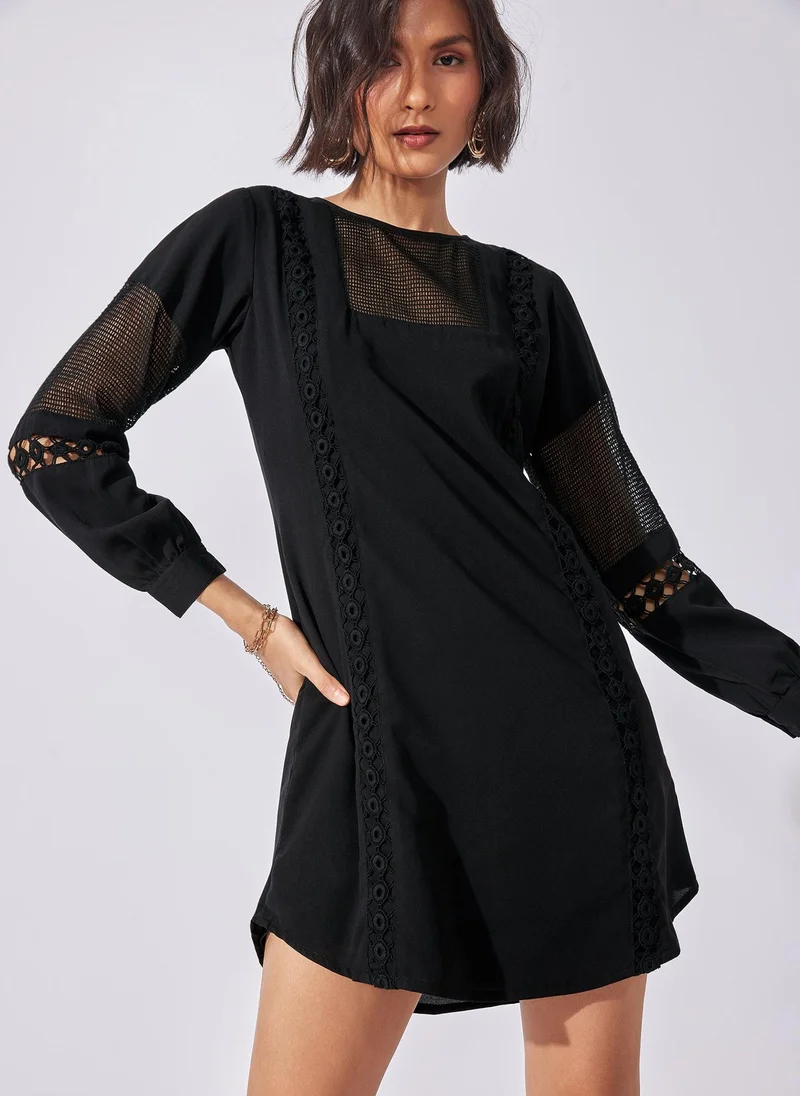 ذا ليبل لايف Black Lace Insert Shift Dress