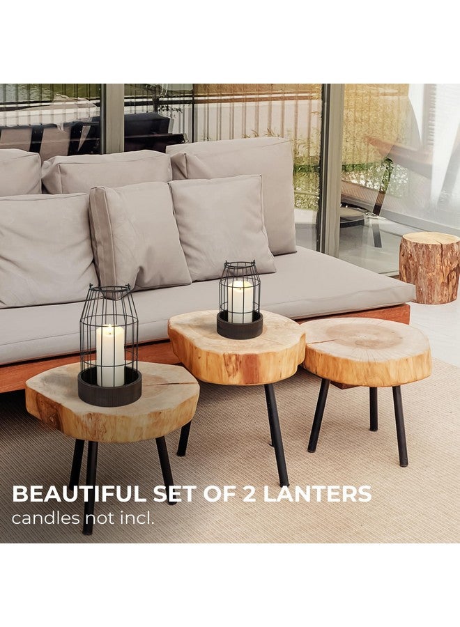 KIBAGA Rustic Farmhouse Lantern Decor Set of 2 - Stylish Decorative Lanterns for Your Living Room, Fireplace Mantle or Kitchen Dining Table - Modern Upscale Beauty for Your Entire Home  - Image 1