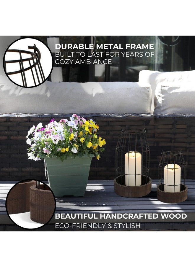 KIBAGA Rustic Farmhouse Lantern Decor Set of 2 - Stylish Decorative Lanterns for Your Living Room, Fireplace Mantle or Kitchen Dining Table - Modern Upscale Beauty for Your Entire Home  - Image 2