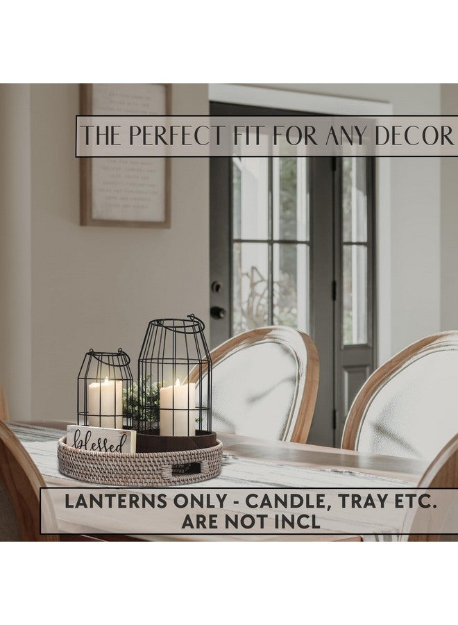 KIBAGA Rustic Farmhouse Lantern Decor Set of 2 - Stylish Decorative Lanterns for Your Living Room, Fireplace Mantle or Kitchen Dining Table - Modern Upscale Beauty for Your Entire Home  - Image 3