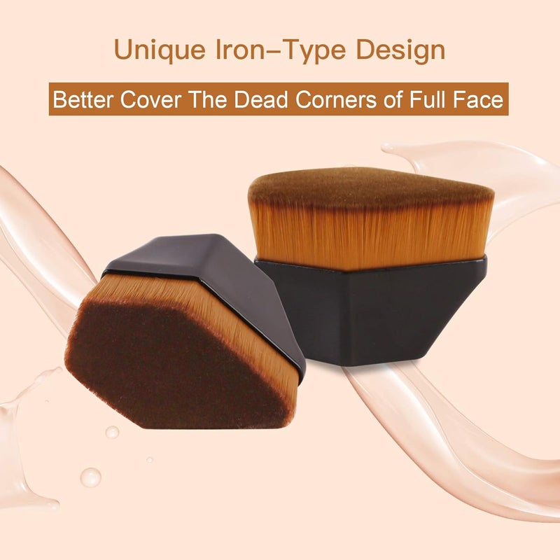 Daubigny Foundation Brush, Iron Type Makeup Brush for Face Blush Liquid Powder Foundation Brush for Blending Liquid, Cream or Flawless Powder Cosmetics with Protective Case (Black) - Image 3