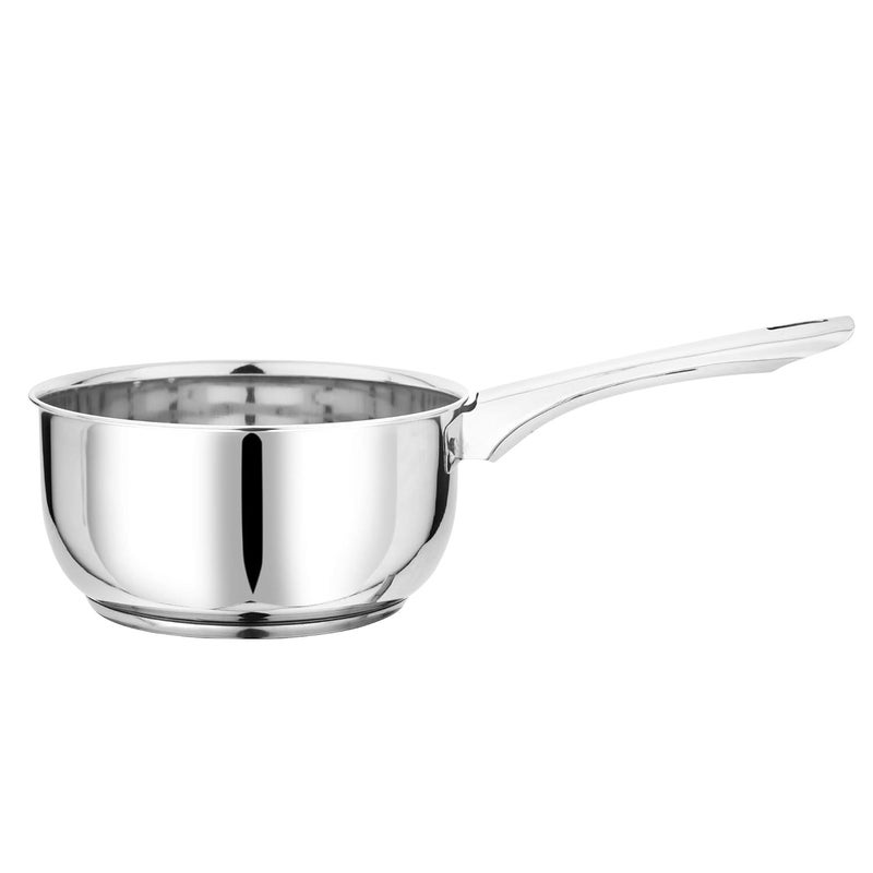 Pristine Try Ply Induction Bottom Stainless Steel Sauce Pan With Knob Glass Lid Induction And Gas Stove Compatible 1 Liter Silver - Image 3