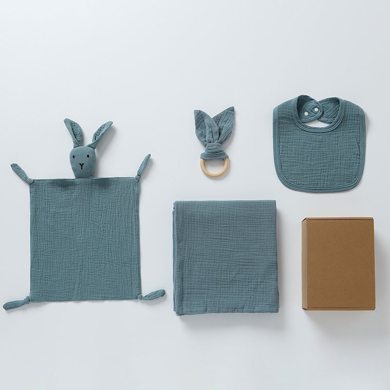 Newborn Gift Box Set 4-Piece Set Cotton Baby Soothing Sipping Towel Bath Towel Absorbent Soft Breathable Gauze Toy - Image 5