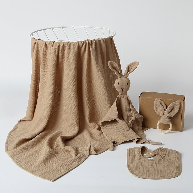 Newborn Gift Box Set 4-Piece Set Cotton Baby Soothing Sipping Towel Bath Towel Absorbent Soft Breathable Gauze Toy - Image 2