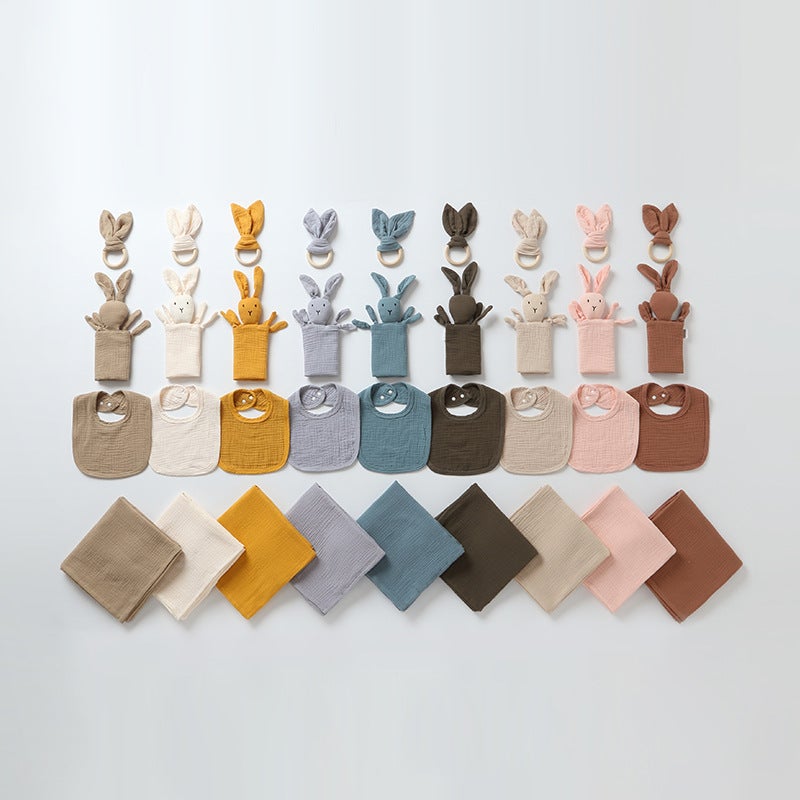 Newborn Gift Box Set 4-Piece Set Cotton Baby Soothing Sipping Towel Bath Towel Absorbent Soft Breathable Gauze Toy - Image 3