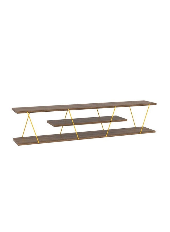 Home Canvas Home Canvas Tars Modern Tv Stand For Living Room, Tv Unit Media Easy Assembly - Walnut And Yellow  - Image 3