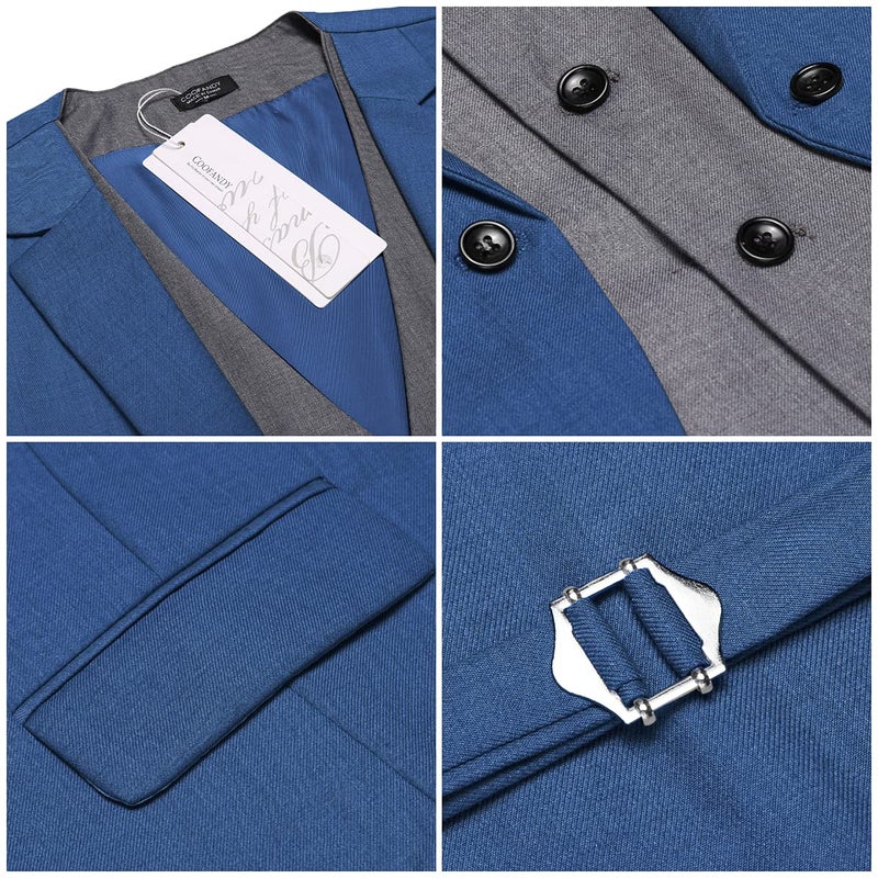 COOFANDY Men's Layered Suit Vest Business Dress Vests Formal Wedding Waistcoat Slim Fit - Image 5