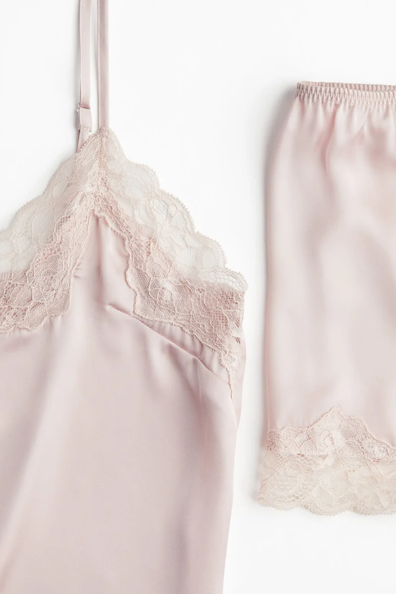 اتش اند ام Lace-trimmed satin pyjamas