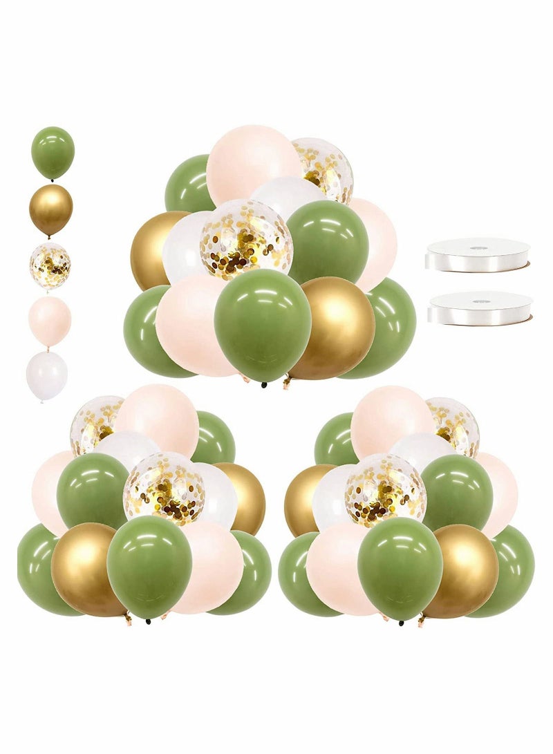 Y&D 62 PCS Balloons Set Party 12 Inch Olive Green Gold Confetti Kits for Indoor Outdoor Parties Decoration Wedding Supplies Graduation Baby Shower Decor - Image 4