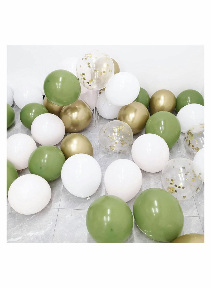 Y&D 62 PCS Balloons Set Party 12 Inch Olive Green Gold Confetti Kits for Indoor Outdoor Parties Decoration Wedding Supplies Graduation Baby Shower Decor - Image 5