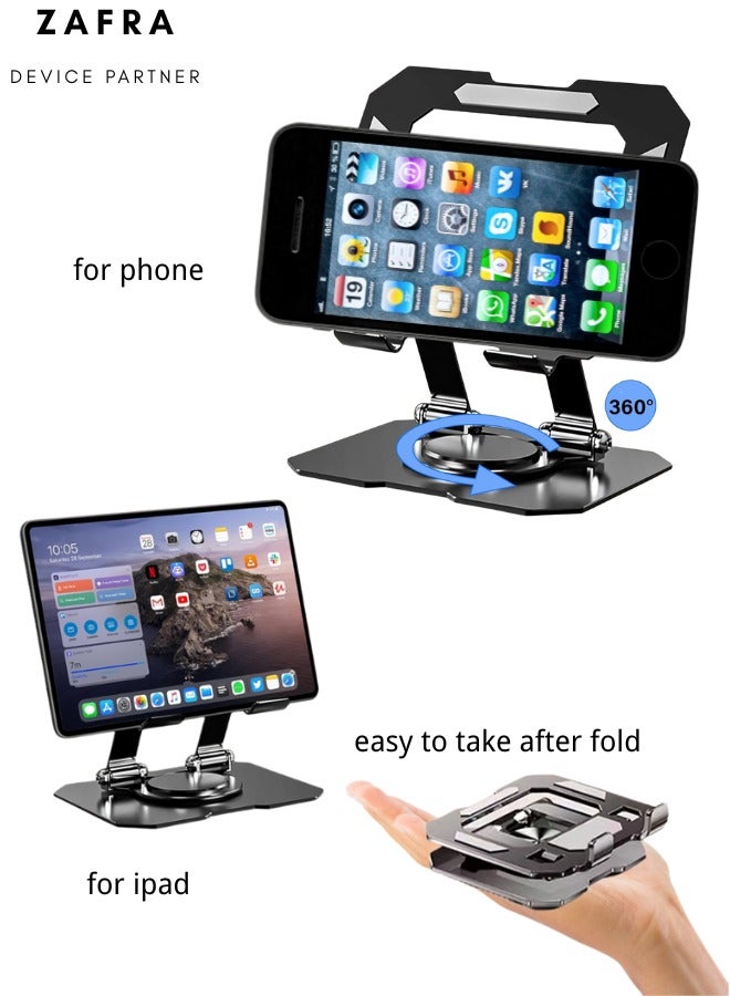 ZAFRA 360° Rotating Metal Tablet Stand,Phone Stand Foldable,Height Adjustable,Suitable for Mobile Phone, pad, and Other Devices - Image 1