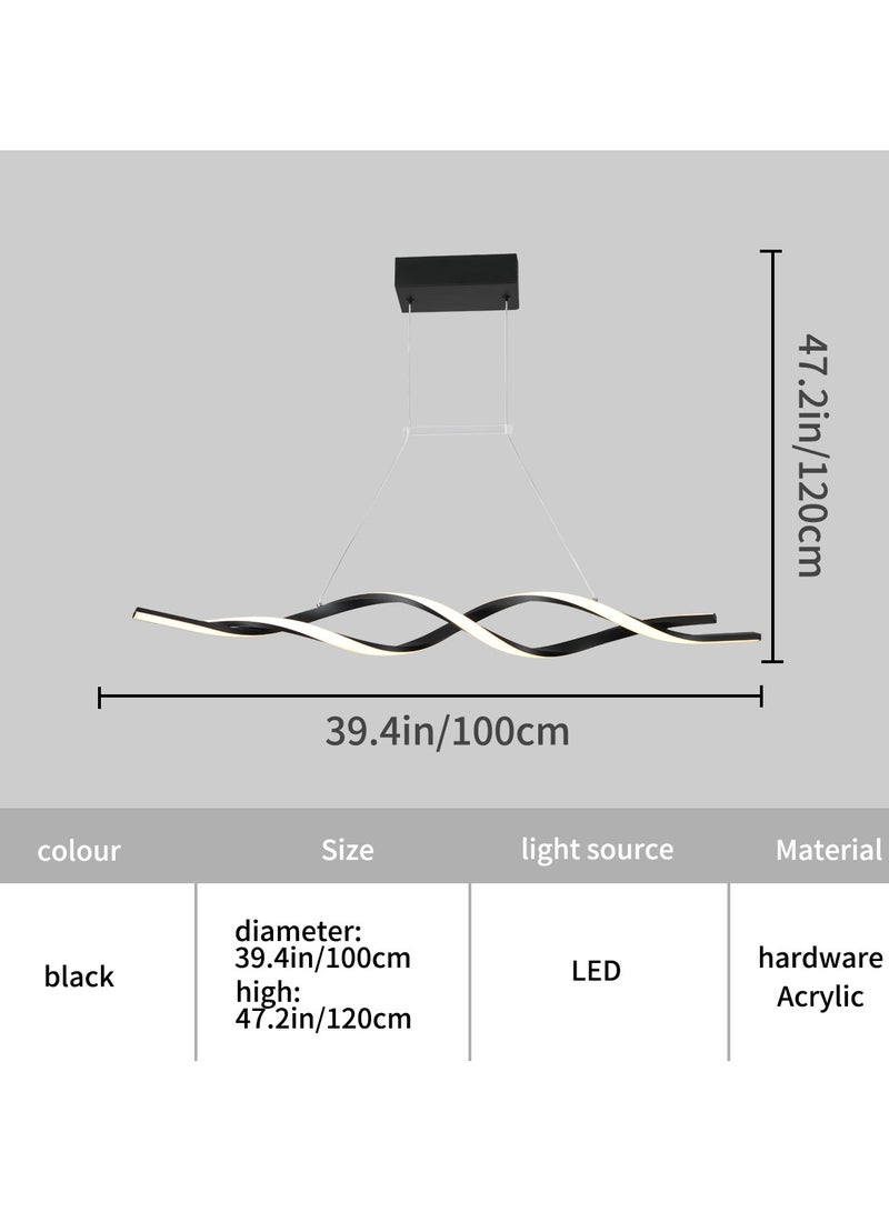 ERENYEA Dimmable LED Chandelier Black Adjustable Luminaire Undulating Chandelier For Restaurant Kitchen Lsland Restaurant Living Room - Image 3
