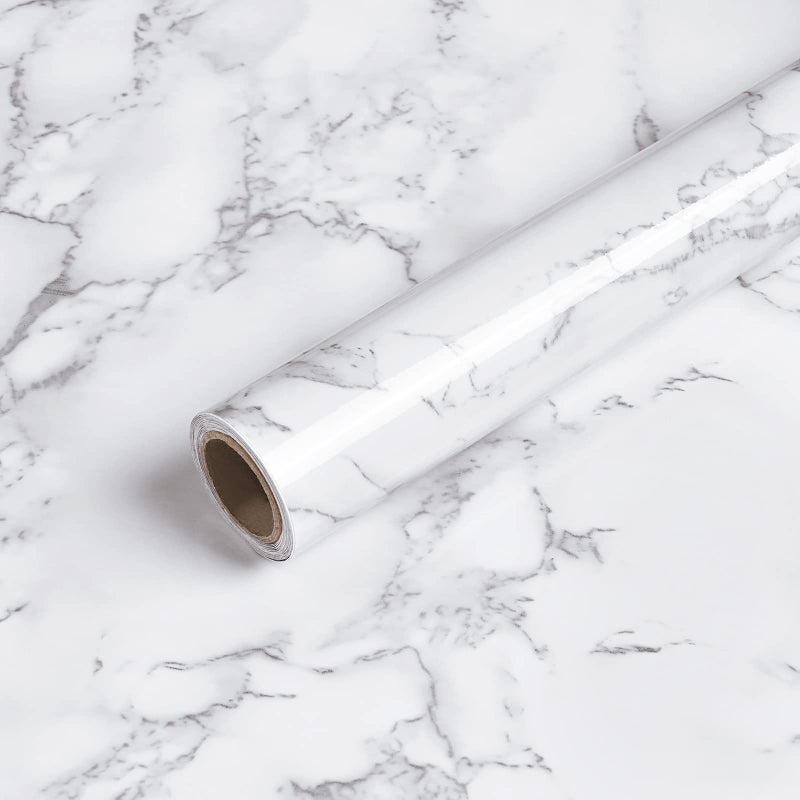 Caltero WhiteGrey Marble Wallpaper 24x197 Glossy PVC SelfAdhesive Contact Paper for Kitchen Cabinets Bathroom Waterproof Removable Wide Usage 32 sqft - Image 2