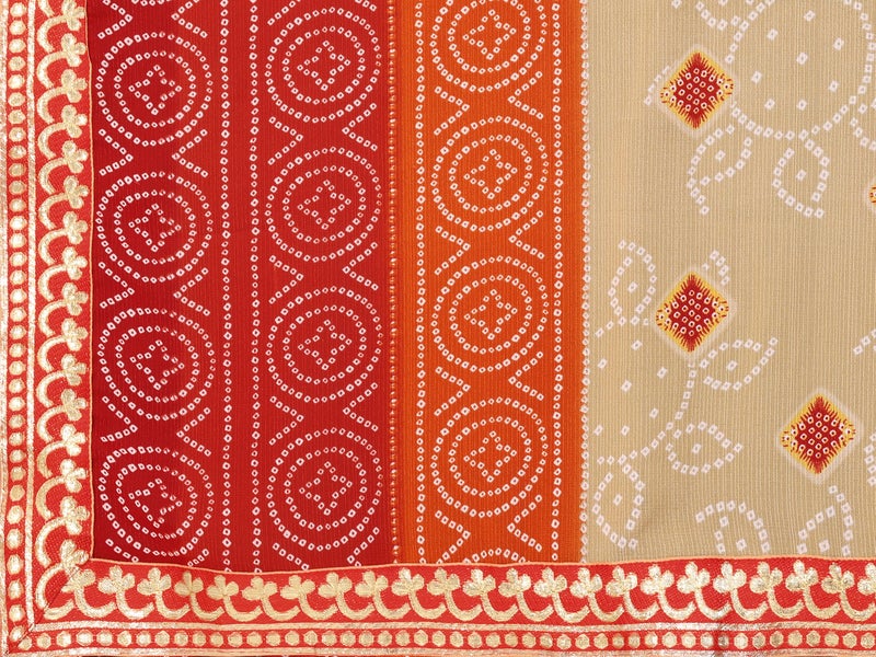 Yashika Women's latest Georgette Saree With Lace and Blouse Material (AZ-YS-P1-KORAM CHIKU RED) - Image 5