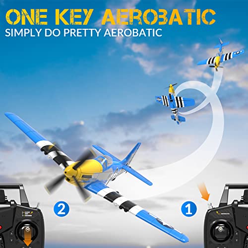 ANTSIR Remote Control Airplane P51 Mustang, 4 Channel RC Plane with 6-Axis Gyro, WW2 Warbird Aerobatic Fighter Glider Park Flyer Gift for Adults & Kids Age 12+ - Image 4
