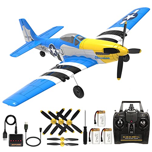 ANTSIR Remote Control Airplane P51 Mustang, 4 Channel RC Plane with 6-Axis Gyro, WW2 Warbird Aerobatic Fighter Glider Park Flyer Gift for Adults & Kids Age 12+ - Image 1