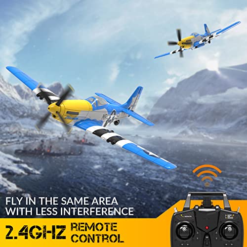 ANTSIR Remote Control Airplane P51 Mustang, 4 Channel RC Plane with 6-Axis Gyro, WW2 Warbird Aerobatic Fighter Glider Park Flyer Gift for Adults & Kids Age 12+ - Image 2